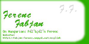 ferenc fabjan business card